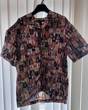 Vintage 90's Playboy All Over Magazine  Cover Print Short Sleeve Shirt Size L