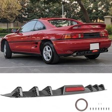 For Toyota MR2 AW1 SW2 Carbon Rear Bumper Diffuser Splitter Fins Lip w/LED Light