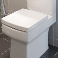 Luxury Square Toilet Seat Heavy Duty White Soft Close Top Quick Release Hinges.