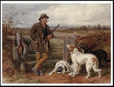 ENGLISH SETTER DOGS MAN GUN SHOOTING LOVELY VINTAGE STYLE DOG ART PRINT POSTER