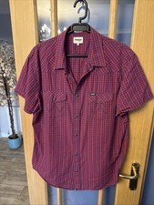Wrangler Western Shirt Men’s XXL Snap Blue Red Check Cowboy