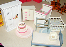 Vintage Doll House Furniture - Baby's Bedroom Set - Boys & Girls