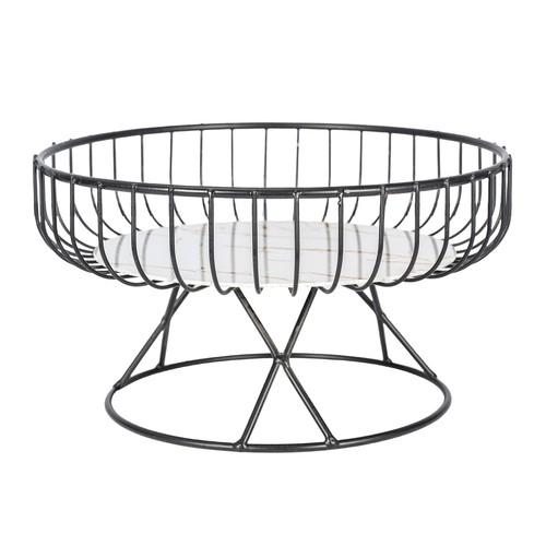 Wire fruit basket with wooden - wire,