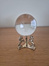 vintage brass unicorn stand with crystal ball