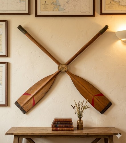 Vintage wooden oars - /,