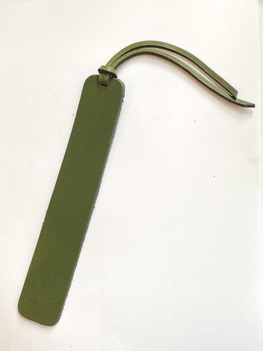 Leather bookmark moss - bookmark, green
