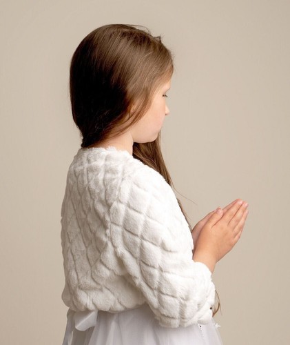 Girls bolero white - white, satin