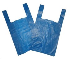 1000 x BLUE PLASTIC CARRIER BAGS 11x17x21" 16Mu *OFFER* - FAST DELIVERY