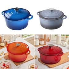 Enameled Casserole Pot Cast Iron Stockpot Skillet Cooking Pot Dutch Oven w/ Lid