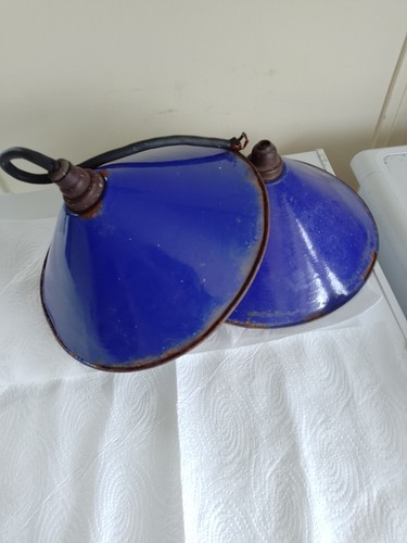 Vintage blue enamel lamp - vintage,
