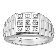 Men's Sterling Silver 925 REAL DIAMOND Rolex Signet Ring size N to Z+2