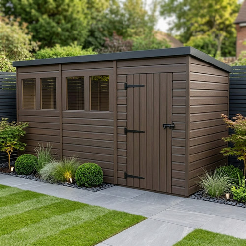 Composite pent shed - composite, single