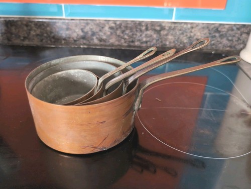 Vintage french copper pans - copper,
