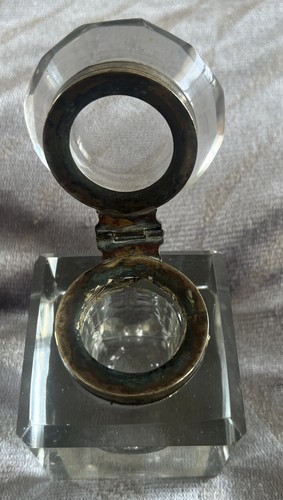 Glass inkwell brass - glass,