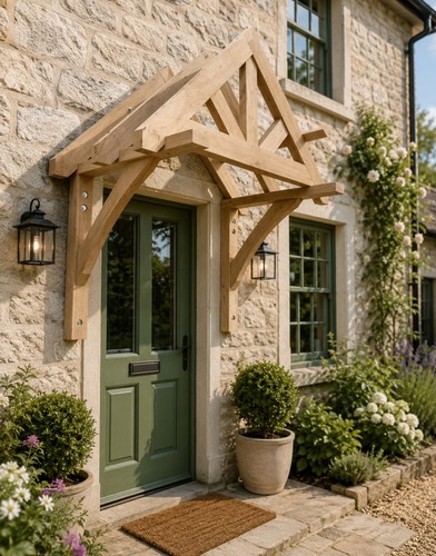 Oak porch canopy green - green, oak-