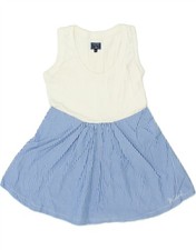 WOOLRICH Girls A-Line Dress 7-8 Years Small White Colourblock Cotton CI45