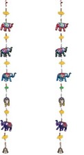 2 Indian Elephant Mobile Lucky Elephants Wallhanging Handmade Charm Puppet