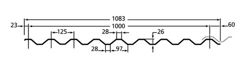1000 box profile - 26/1000, foam