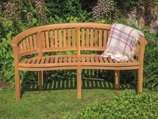 Teak Banana Curved Garden Bench 3 Seater Fully Assembled 
