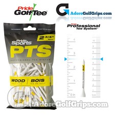 Pride Golf Tee PTS Pro Length 2 3/4 Inch Wood Tees - White / Yellow (100 Pack)