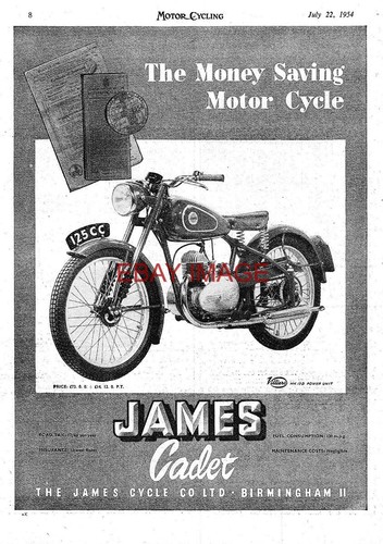 1954 advert for james - james, 'cadet'