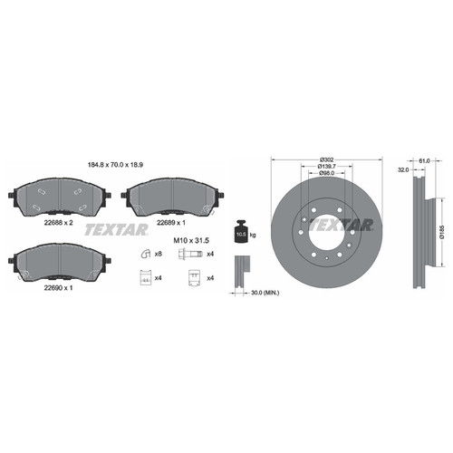 Textar front brake discs - discs, &