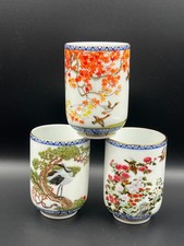 3 Porcelain Teacups,Birds &