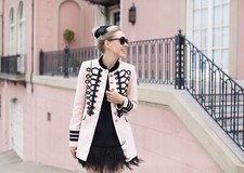 ZARA Pink Velvet Military Nude