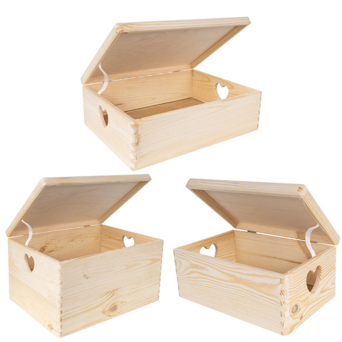 Wooden storage box with hinged - wooden,
