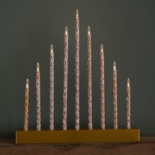 26cm Battery Operated Gold Christmas Candle Bridge with 9 Warm White LEDs