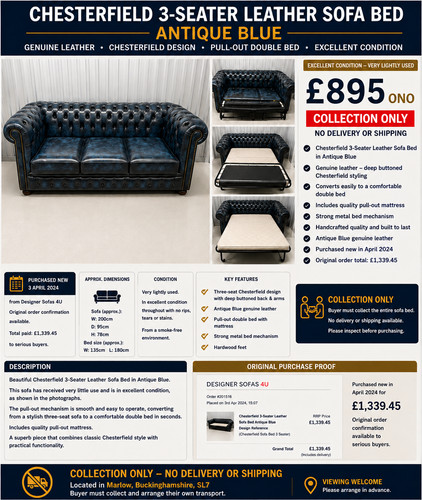 Chesterfield seater genuine - chesterfield,
