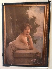 AUTOCHROME 13x18 photographer M.LE NOIR painting of a young girl