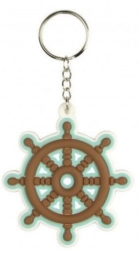 Ship wheel rubber keyring - ship's,
