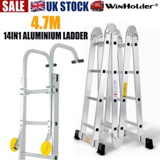 4.7M 14 in 1 Multi-Purpose Aluminium Folding Ladder Steps 93CM Ladder Roof Hook