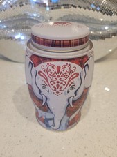 Williamson Elephant Tea Caddy Red White Tartan Collectible Tin  VGC - EMPTY