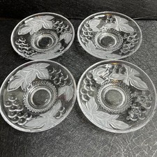 Vintage SOGA Glass Japan Demitasse Saucers Candle Holders Dishes 4.5" Set Of 4