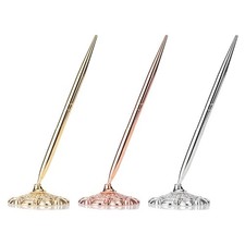 Metal Ballpoint Pen Attached Base Stand Desk Office Counter Wedding Guest Sign
