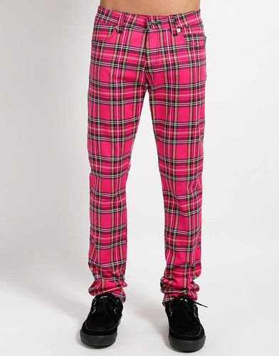 Men pink tartan plaid pants - men's,