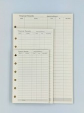A5, A6, A7 100gsm Financial Records Refills for Six-ring Organiser / Filofax 