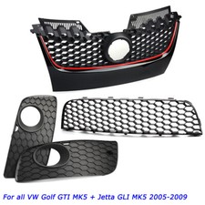 For VW Golf GTI MK5 Main Centre Bumper Lower Mesh Grill & Fog Light Grilles Trim