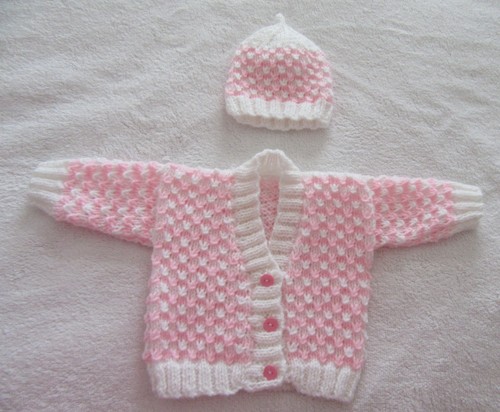 Hand knitted patterned