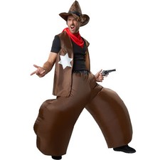 Inflatable Unisex Costume Cowboy Wild Western BlowUp Outfit Fancy Dress Carnival