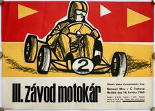 Original Vintage Poster KART RACING -REGIONAL CHAMPIONSHIP -RACE - DESIGN - 1969