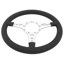 Steering Wheel 15 Leather rim Polished Spokes Holes Flat by Moto-Lita Mk4 MK4-15
