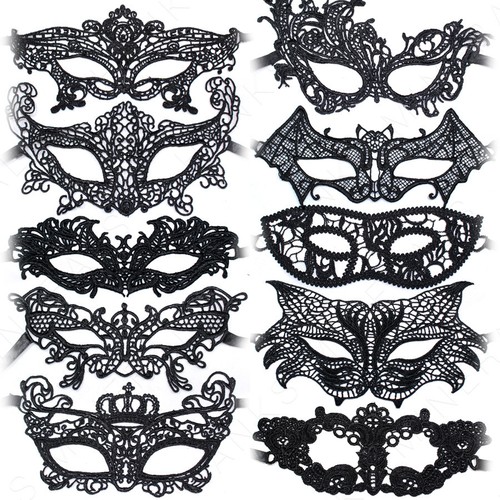 Black lace mask masquerade eye - mask,