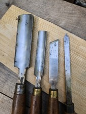 Antique Set of Buck Brothers Turning Chisels -- Skew, Gouges, Parting Tool