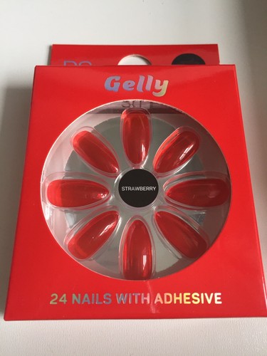 Strawberry gelly false nails - false,