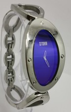 Vtg 1990s Concept Storm Quartz Chrome Plated Bangle Bracelet Quartz Ladies Watch