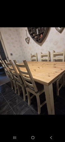 Shabby chic pine kitchen table - pine,
