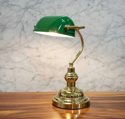 Stunning brass bankers lamp - brass,